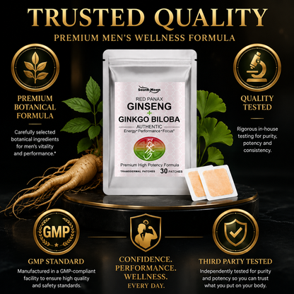 ⚡ South Moon Men’s Vitality Patch | Red Panax Ginseng + Ginkgo Biloba Transdermal Patch for Prostate Wellness & Daily Energy Support💪-&F
